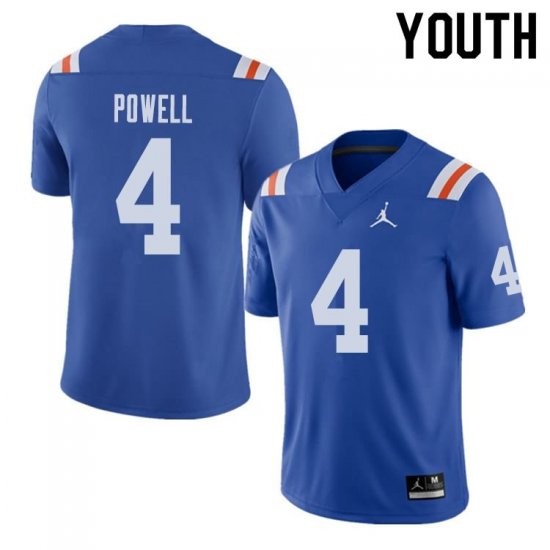 Youth Florida Gators #4 Brandon Powell NCAA Jordan Brand Royal Throwback Alternate Authentic Stitched College Football Jersey TTA6762KB